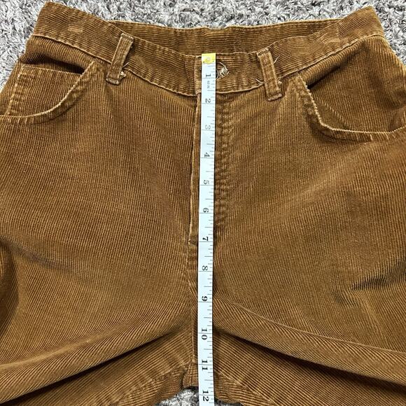Vintage 60s Corduroy Pants 26x29 Size 9 Sears Western Boho Hippie Juniors Brown - Picture 11 of 14